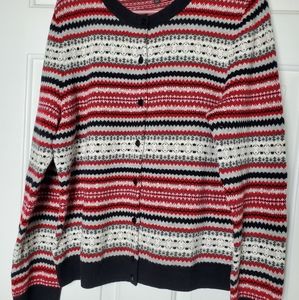 Talbots Striped Knit Cardigan Size Large